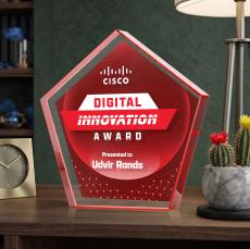Belmar Pentagon VividPrint Double Sided Award - Red - Desktop Awards