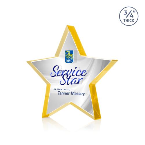 Recognition Awards - Crystal Awards - Crystal Star Awards - Esna Star VividPrint&trade; Double Sided Award - Gold