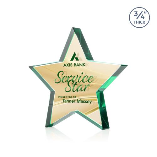 Recognition Awards - Crystal Awards - Crystal Star Awards - Esna Star VividPrint&trade; Double Sided Award - Emerald