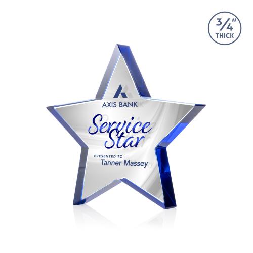 Recognition Awards - Crystal Awards - Crystal Star Awards - Esna Star VividPrint&trade; Double Sided Award - Blue