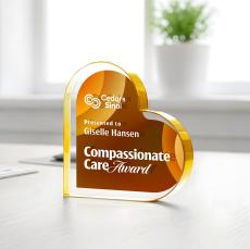 Davina Heart VividPrint Double Sided Award - Gold - Desktop Awards