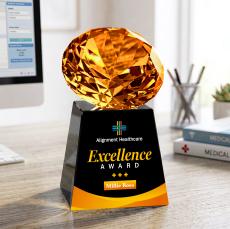 Fortino VividPrint Award - Black/Amber - Colored Crystal Awards