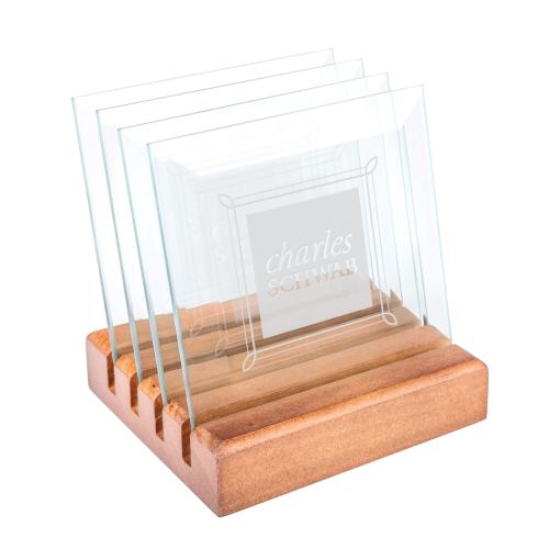 Corporate Gifts - Coasters - Talbot Coasters - Set of 4 on Walnut Base