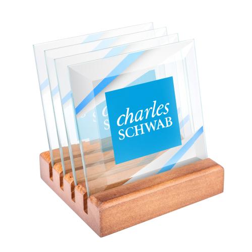 Corporate Gifts - Coasters - Talbot VividPrint&trade; Coasters - Set of 4 on Walnut