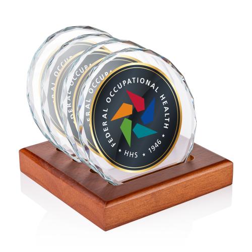 Corporate Gifts - Coasters - Porterfield VividPrint&trade; Coasters - Set of 4 on Walnut