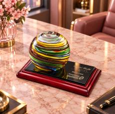 Lunar Glass Award on Rosewood Base