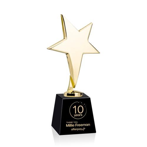 Recognition Awards - Crystal Awards - Tuscany Gold Star on Fortino Base - Black