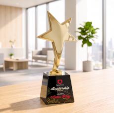 Tuscany Gold Star VividPrint Award on Fortino Base - Black - Safety Awards