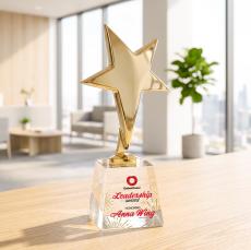 Tuscany Gold Star VividPrint Award on Fortino Base - Clear - Safety Awards