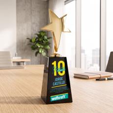 Tuscany Gold Star VividPrint Award on Novita Base - Black - Safety Awards