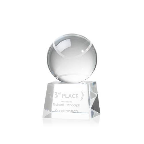 Recognition Awards - Crystal Awards - Tennis Ball Award on Robson Base 