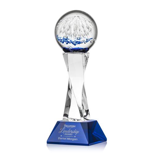 Recognition Awards - Glass Awards - Art Glass Awards - Starburst Award on Langport Base - Blue