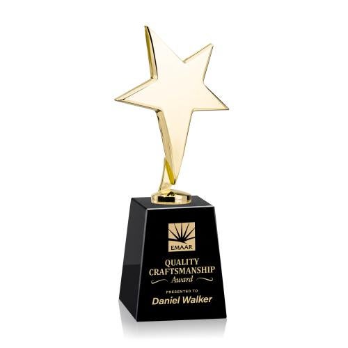 Recognition Awards - Metal Awards - Tuscany Gold Star on Celestina Base - Black
