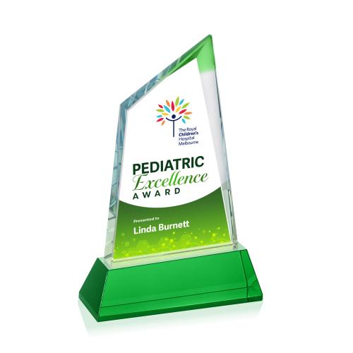 Recognition Awards - Crystal Awards - Sandown VividPrint&trade; Award on Newhaven Base - Green 