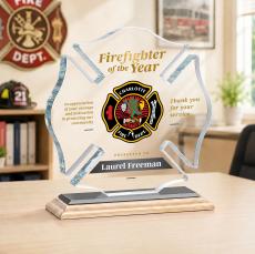 Maltese Cross VividPrint Award - Bamboo/Ebony - Safety Awards
