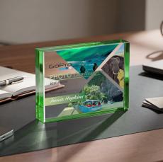 Verona VividPrint Paperweight - Green - Desktop Awards