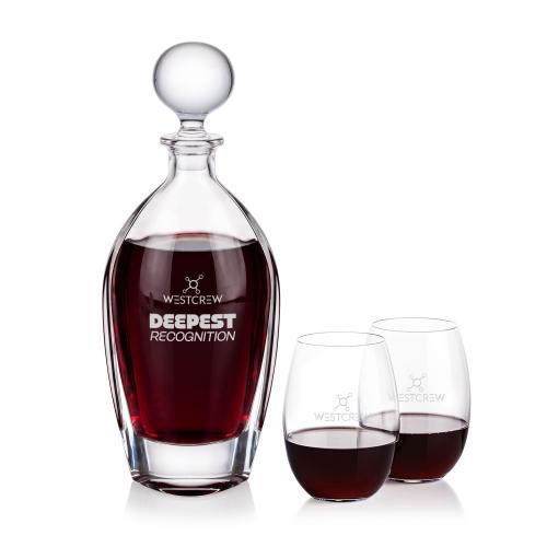 Corporate Gifts - Barware - Barware Gift Sets - Langara Decanter & Carlita Stemless Wine