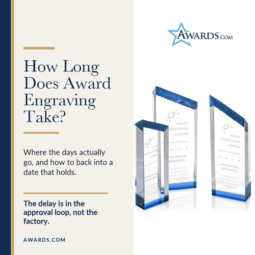Crystal awards engraved with a sales excellence award and recipient name