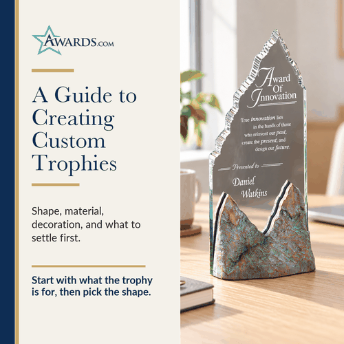 Mountain peak trophy on an office desk