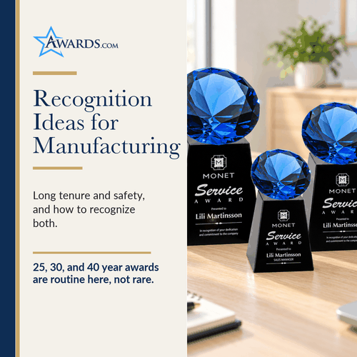 Black and sapphire crystal award on an office desk