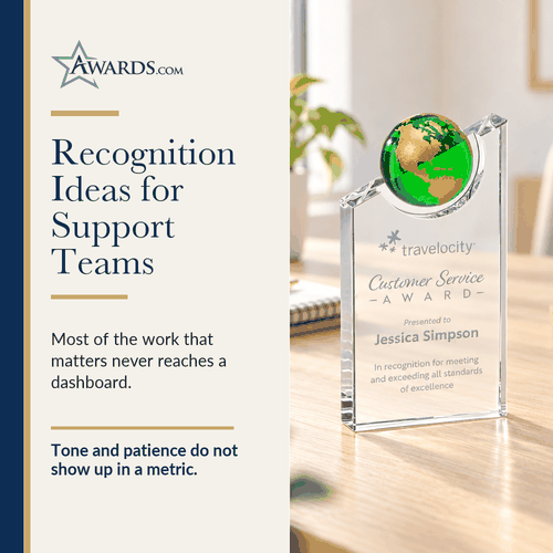 Crystal customer service award with a glass globe
